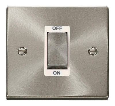 Satin Chrome 1 Gang Ingot Size 45A Switch - White Trim - SE Home