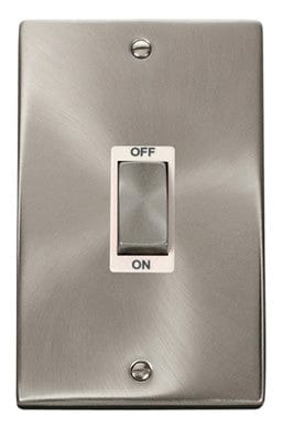 Satin Chrome 2 Gang Ingot Size 45A Switch - White Trim - SE Home