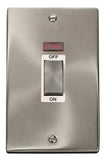 Satin Chrome - White Inserts Satin Chrome 2 Gang Ingot Size 45A Switch With Neon - White Trim