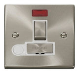 Satin Chrome 13A Fused Ingot Connection Unit Switched With Neon With Flex - White Trim - SE Home