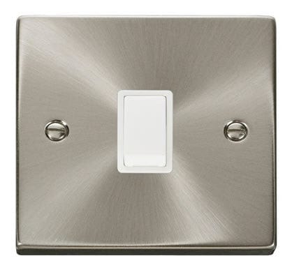 Satin Chrome - White Inserts Satin Chrome 1 Gang 20A DP Switch - White Trim