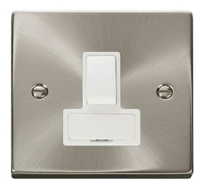 Satin Chrome 13A Fused Connection Unit Switched - White Trim - SE Home