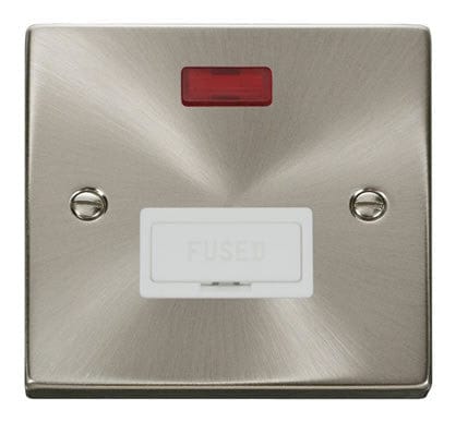 Satin Chrome 13A Fused Connection Unit With Neon - White Trim - SE Home