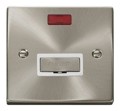 Satin Chrome - White Inserts Satin Chrome 13A Fused Ingot Connection Unit With Neon - White Trim