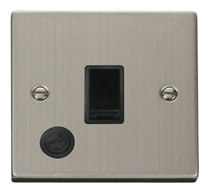 Stainless Steel - Black Inserts Stainless Steel 1 Gang 20A DP Switch With Flex - Black Trim