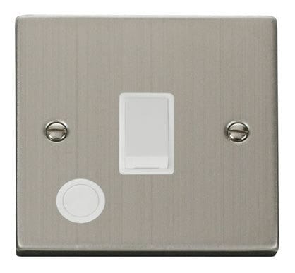 Stainless Steel - White Inserts Stainless Steel 1 Gang 20A DP Switch With Flex - White Trim