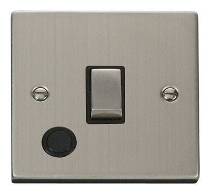 Stainless Steel - Black Inserts Stainless Steel 1 Gang 20A Ingot DP Switch With Flex - Black Trim
