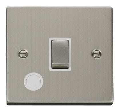Stainless Steel - White Inserts Stainless Steel 1 Gang 20A Ingot DP Switch With Flex - White Trim