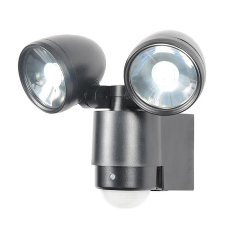 Outdoor Lighting Black Zinc Sirocco Outdoor LED Twinspot Floodlight & PIR -  2 x 3W -  IP44