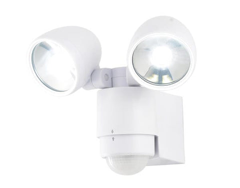 Outdoor Lighting White Zinc Sirocco Outdoor LED Twinspot Floodlight & PIR -  2 x 3W -  IP44