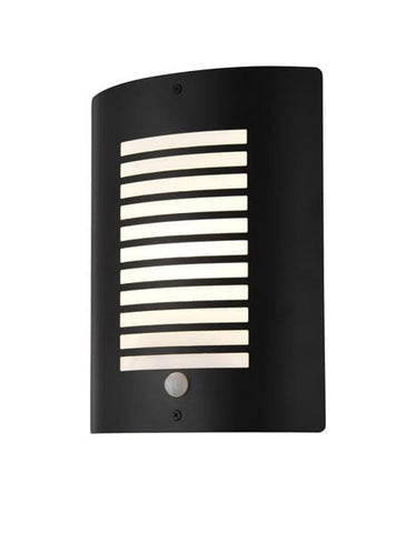 Outdoor Lighting Zinc Sigma Black E27 Thin Slatted Wall Fitting with PIR IP44