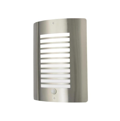 Outdoor Lighting Zinc Sigma Stainless Steel E27 Thin Slatted Wall Fitting with PIR IP44