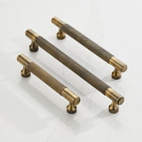 Handles Knurled Brass Cupboard Bar Handle - Antique Brass - Hole Centre 128mm