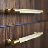 Knurled Brass Cupboard Bar Handle - Satin Brass - Hole Centre 320mm - SE Home