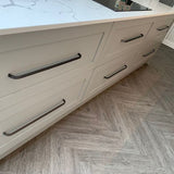 Curved Brass Cupboard Bar Handle - Gunmetal Grey - Hole Centre 448mm - Curve - SE Home