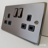 Black Nickel - Black Inserts Black Nickel 1 Gang Single Coaxial TV Socket - Black Trim