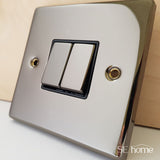 Black Nickel 2 Gang 13A 1 USB Twin Double Switched Plug Socket - Black Trim - SE Home