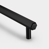 Hexagonal Brass Cupboard Bar Handle - Black - Hole Centre 128mm - SE Home