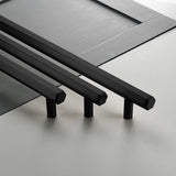 Hexagonal Brass Cupboard Bar Handle - Black - Hole Centre 384mm - SE Home