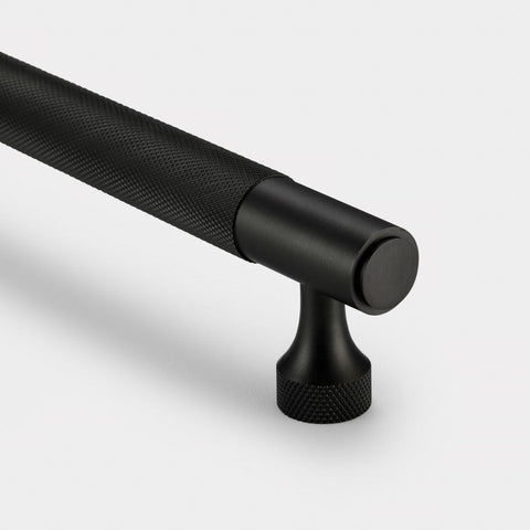 Knurled Brass Cupboard Bar Handle - Black - Hole Centre 320mm - SE Home