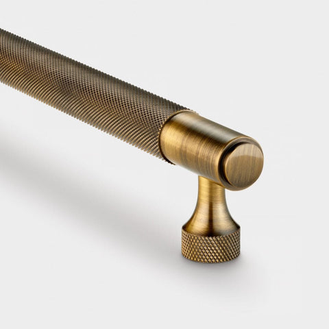 Handles Knurled Brass Cupboard Bar Handle - Antique Brass - Hole Centre 160mm