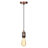 Inlight - Vintage Style Braided Black Cable Ceiling Pendant - Antique Copper