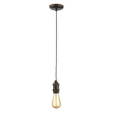 Inlight - Vintage Style Braided Black Cable Ceiling Pendant - Antique Bronze