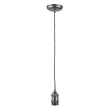 Inlight - Vintage Style Braided Black Cable Ceiling Pendant - Pewter Black