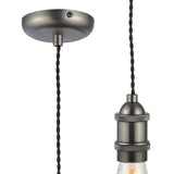 Inlight - Vintage Style Braided Black Cable Ceiling Pendant - Pewter Black