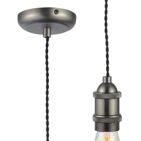 Inlight - Vintage Style Braided Black Cable Ceiling Pendant - Pewter Black - SE Home