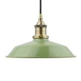 Mint Green Small Trinity Metal Painted Pendant Light - Antique Brass Lamp Holder & Ceiling Rose - SE Home