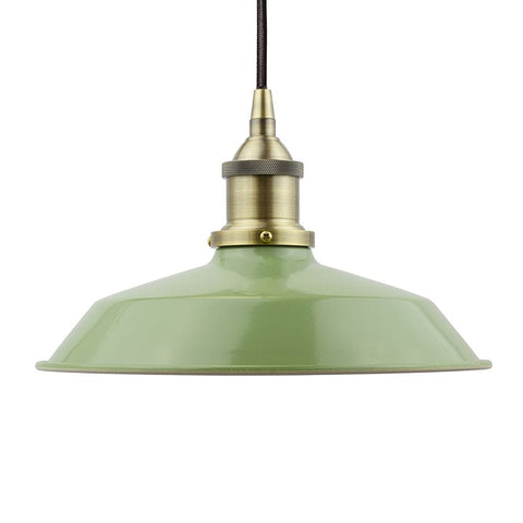 Mint Green Small Trinity Metal Painted Pendant Light - Antique Brass Lamp Holder & Ceiling Rose - SE Home