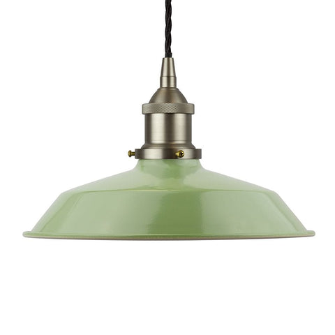 Mint Green Small Trinity Metal Painted Pendant Light - Brushed Chrome Lamp Holder & Ceiling Rose - SE Home