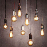 Inlight - Vintage Style Braided Black Cable Ceiling Pendant - Pewter Black