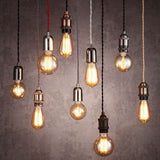 Inlight - Vintage Style Braided Black Cable Ceiling Pendant - Antique Bronze