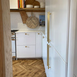 Hexagonal Brass Cupboard Bar Handle - Satin Brass - Hole Centre 384mm - SE Home