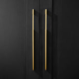 Slimline Square Brass Cupboard Bar Handle - Satin Brass - Hole Centre 160mm - SE Home