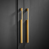 Slimline Square Brass Cupboard Bar Handle - Satin Brass - Hole Centre 160mm - SE Home