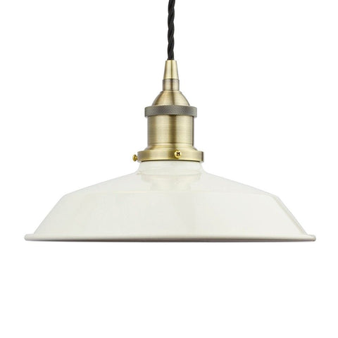 Clay White Small Trinity Metal Painted Pendant Light - Antique Brass Lamp Holder & Ceiling Rose - SE Home