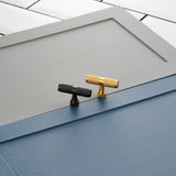 Handles T Bar Knurled Brass Cupboard Door Handle - Gunmetal Grey