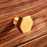 Door Knobs Hexagon Brass Cupboard Door Knob Handle - Satin Brass