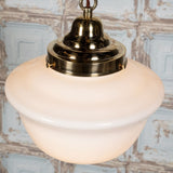 Frith Brass Opaque Retro Glass Schoolhouse Stairwell Pendant Light - SE Home