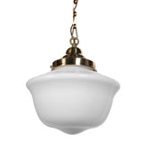 Frith Brass Opaque Retro Glass Schoolhouse Stairwell Pendant Light - SE Home