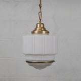 The Dean Art Deco Aged Lacquered Brass Kitchen Island Pendant Light - SE Home