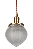 The Hollen Acorn Lacquered Antique Brass Prismatic Glass Style Pendant Light - SE Home