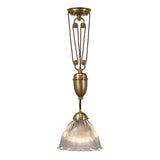 D'Arblay Brass French Rise and Fall Large Scalloped Dome Dining Room Pendant Light - SE Home