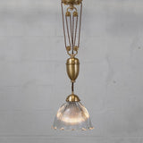 D'Arblay Brass French Rise and Fall Large Scalloped Dome Dining Room Pendant Light - SE Home