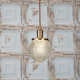 The Hollen Acorn Lacquered Antique Brass Prismatic Glass Style Pendant Light - SE Home
