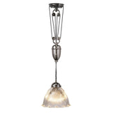 D'Arblay Nickel French Rise and Fall Large Scalloped Dome Dining Room Pendant Light - SE Home