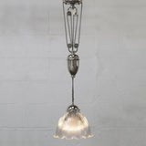D'Arblay Nickel French Rise and Fall Large Scalloped Dome Dining Room Pendant Light - SE Home